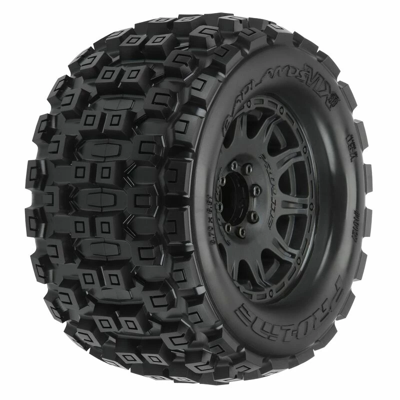 Pro-Line Racing 1/8 Badlands MX38 F/R 3.8" MT Tires Mounted 17mm Blk Raid (2) for Tires & Wheels