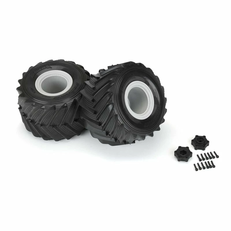 Pro-Line Racing 1/10 Demolisher Fr/Rr 2.6"/3.5" MT Tires Mounted 12mm Gray Whls (2) for Tires & Wheels - Image 4