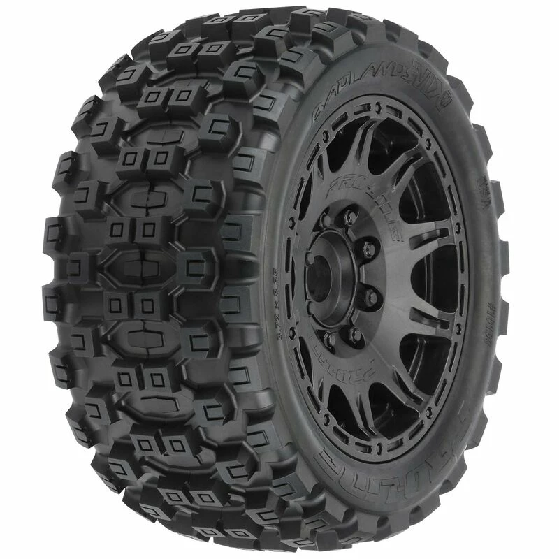 Pro-Line Racing 1/6 Badlands MX57 Front/Rear 5.7" Tires Mounted 24mm Black Raid (2) for Tires & Wheels