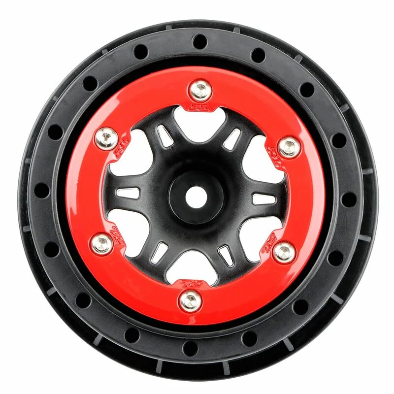 Pro-Line Racing 1/10 Split Six Rear 2.2"/3.0" 12mm Short Course Wheels (2) Red/Black for Tires & Wheels
