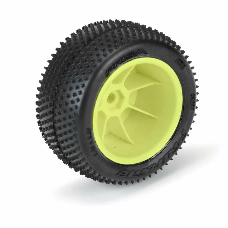 Pro-Line Racing 1/18 Prism Rear Carpet Mini-B Tires Mounted 8mm Yellow Wheels (2) for Tires & Wheels - Image 4